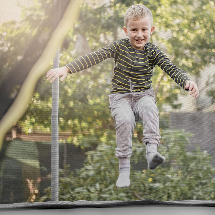 Trampoline Safety Net W/Adjustable Straps, 8 10 12 14 15 16Ft Weather-Resistant Replacement Enclosure Net with Double-Headed Zipper, Protection Buckle, Poles Not Included