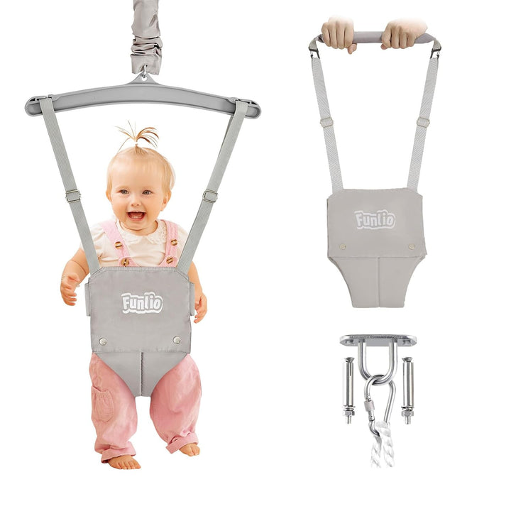 Baby Jumper with a Ceiling Hook for 6-24 Months, Baby Door Jumper for Indoor/Outdoor Play, Infant Jumper Doorway with Adjustable Chain, Easy to Assemble & Store (With a Ceiling Hook)