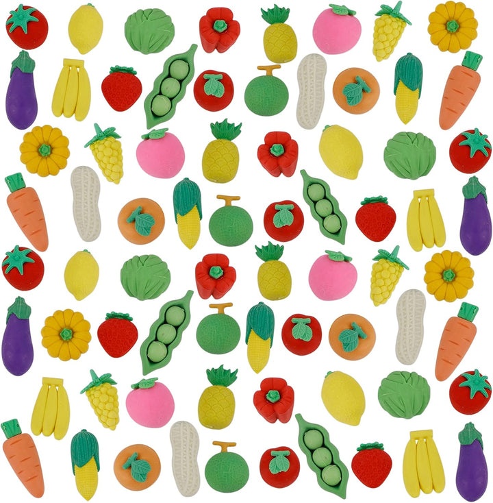 72 Pcs Assorted Food Pencil Erasers Toy Set, Cake Dessert Fruit Puzzle Erasers Toys for Kids Reward Party Favors (Food)
