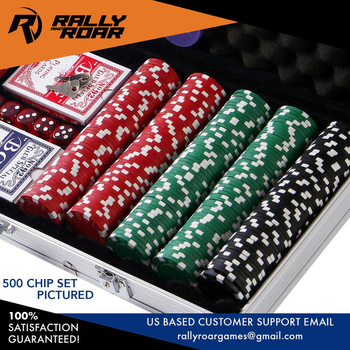 Professional Poker Set W/ Hard Case, 2 Card Decks, 5 Dice, 3 Buttons - 200 Chips
