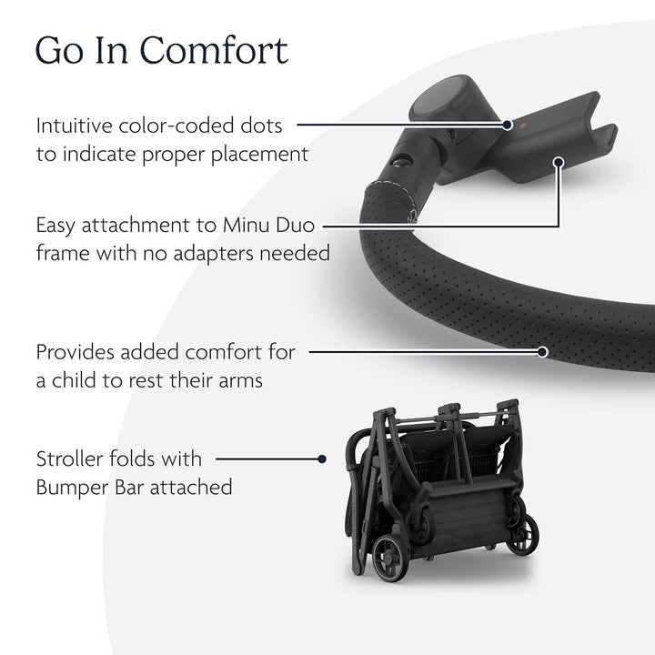 Bumper Bar for Minu Duo Stroller - Quick Attachment - Folds with Stroller - Black