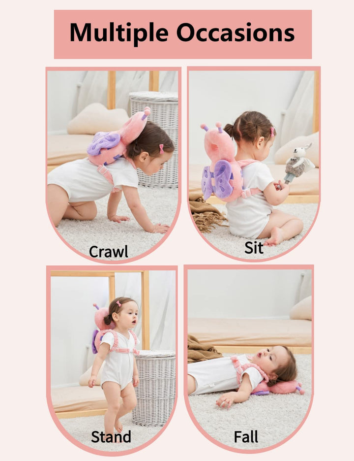 Toddler Baby Head Protector Backpack for Toddler Walker with Knee Pads&Anti-Slip Socks, Angel