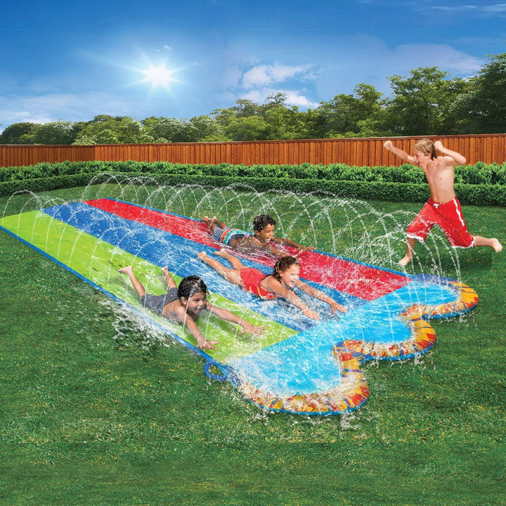 Triple Racer 16 Ft Water Slide-With 3 Bodyboards Included, Multicolor