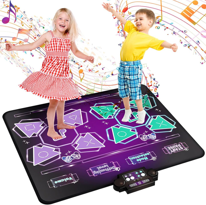 Kids Dance Mat Toys - 2-Player Dance Pad Gifts for Girls Boys Toddlers 3 4 5 6 7 8 9 + Year Old Electronic Dancing Mat Floor Games Toy with Music Light Christmas Birthday Gift (Frozen Blue)