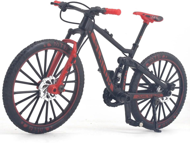 Alloy Mountain MTB Bicycle Ornament Model Bike Cake Topper Racing DH Bike Mountain Finger Bicycle Toy Mini XC Bicycle Vehicles Party Decorations Crafts for Home (Black Orange)