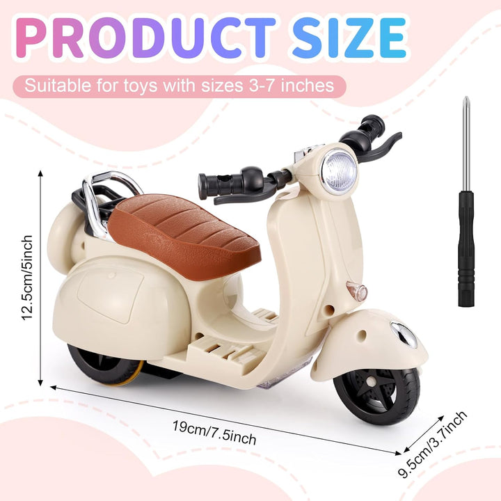 Mini Funny Electric Doll Scooter Vehicles Accessory with Music and Lights Could Rotate 360° Cute Plastic Scooter Desktop Ornaments Screwdriver Included Battery Not Included