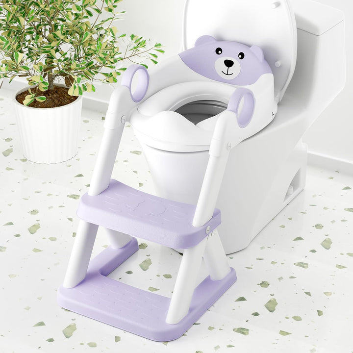 Toilet Seat, Potty Training Seat for Toddler, Upgraded 2-In-1 Potty Toilet Training for Boys and Girls,Waterproof Cushioned Mat with Non-Slip Step Stool