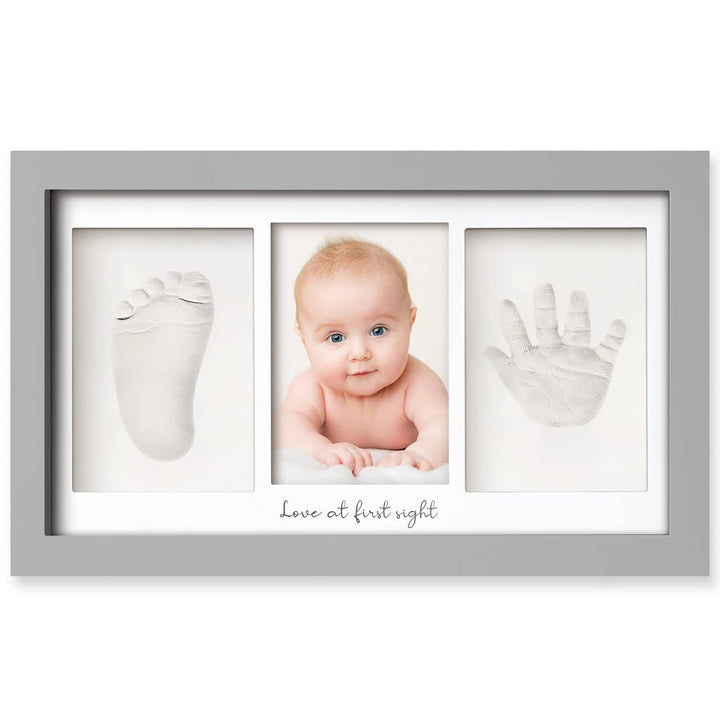 Baby Hand and Footprint Kit - Clay Handprint Keepsake Frame, Newborn Nursery Picture Frame, Personalized New Mom Gifts for Baby Shower & Registry (Alpine White)