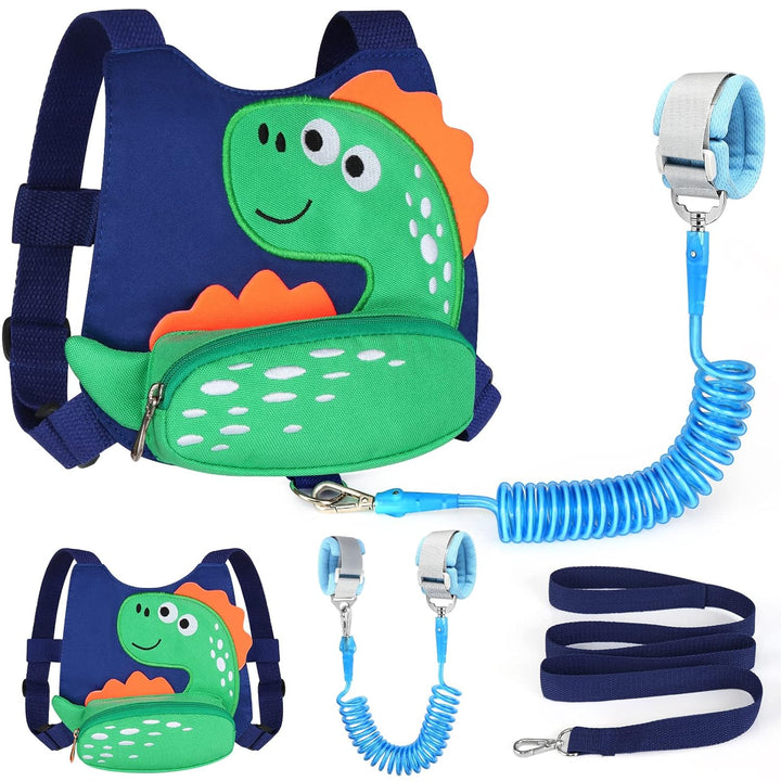 Toddler Harness Leash with anti Lost Wrist Link, Cute Dinosaur Kids Harnesses Children Leashes, Baby Walking Harness Keep Child Close Wristband Strap for Boys Travel