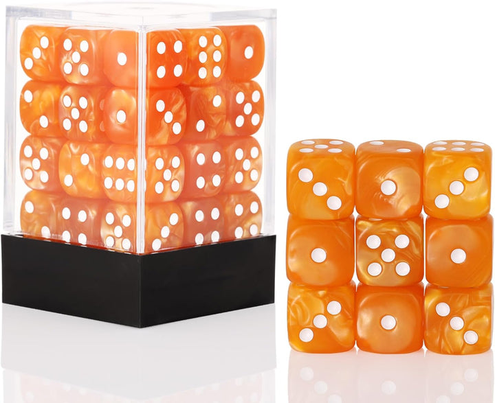 36 Pieces 12Mm 6 Sided Mini Dice Set,Pearl Pattern D6 Game Dice Set,6 Sided Standard Game Dice for Board Games Dice Games Classroom Teaching Dices Game, with Portable Gaming Box(Black)