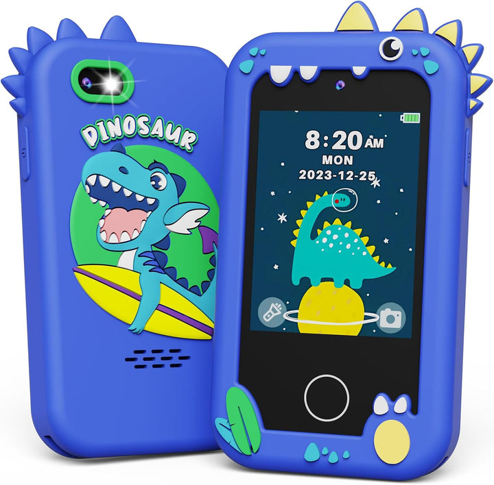 Kids Smart Phone, Touchscreen HD Dual Camera Cell Phone for Kids, Christmas Birthday Gifts Dinosaur Toddler Play Phone for Boys 3-10, Travel Toy Preschool Learning Education Toy