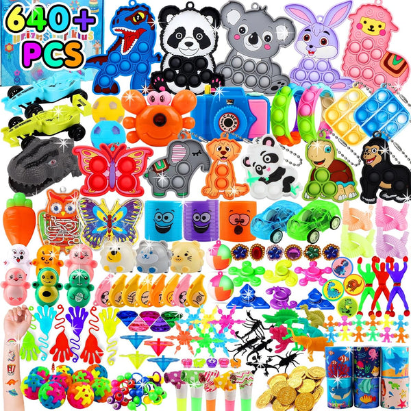 640 PCS Prize Treasure Box Toys for Classroom, Party Favors for Kids, Fidget Toys Bulk, Goodie Bags Stuffers for Kids, Birthday Gifts, Pinata Stuffers, Carnival Prizes