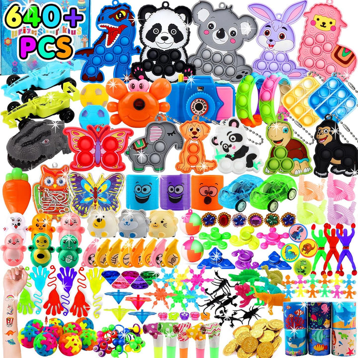 640 PCS Prize Treasure Box Toys for Classroom, Party Favors for Kids, Fidget Toys Bulk, Goodie Bags Stuffers for Kids, Birthday Gifts, Pinata Stuffers, Carnival Prizes