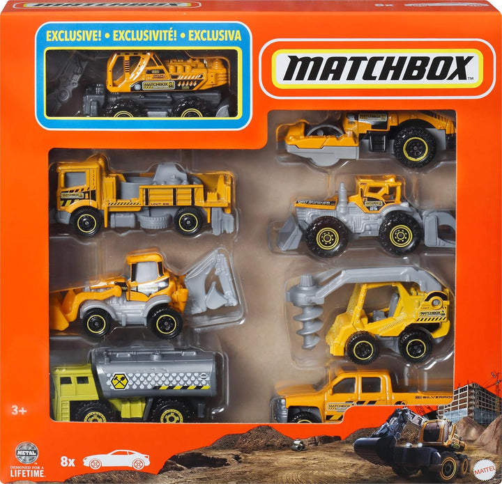 Toy Cars or Trucks 8-Pack, Set of 8 Die-Cast 1:64 Scale Vehicles, Themed Multipack, Including 1 Exclusive (Styles May Vary)
