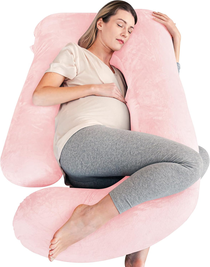 Pregnancy Pillows, Soft U-Shape Maternity Pillow with Removable Cover - Full Body Pillows for Adults Sleeping - Pregnancy Must Haves - Jumbo 57 Inch - Grey