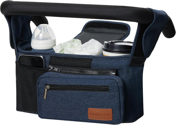 Universal Stroller Organizer with Insulated Cup Holder Detachable Phone Bag & Shoulder Strap, Fits for Stroller like Uppababy, Baby Jogger, Britax, BOB, Umbrella and Pet Stroller