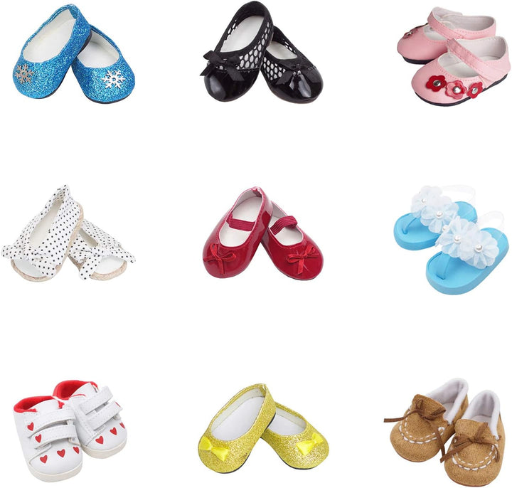 6 Pairs of Doll Shoes 2 Pairs of Socks Fits for 18 Inch Doll Shoes American Dolls Accessories