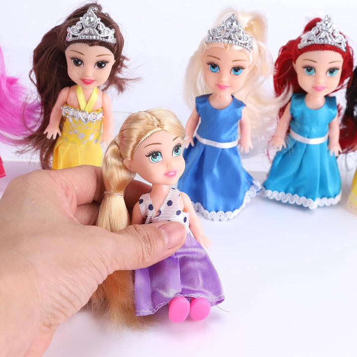 Little Royal Princess Toddler Dolls with Dresses, Girls Imaginative Pretend Play Small Dolls Party Favors Collection (Princess)
