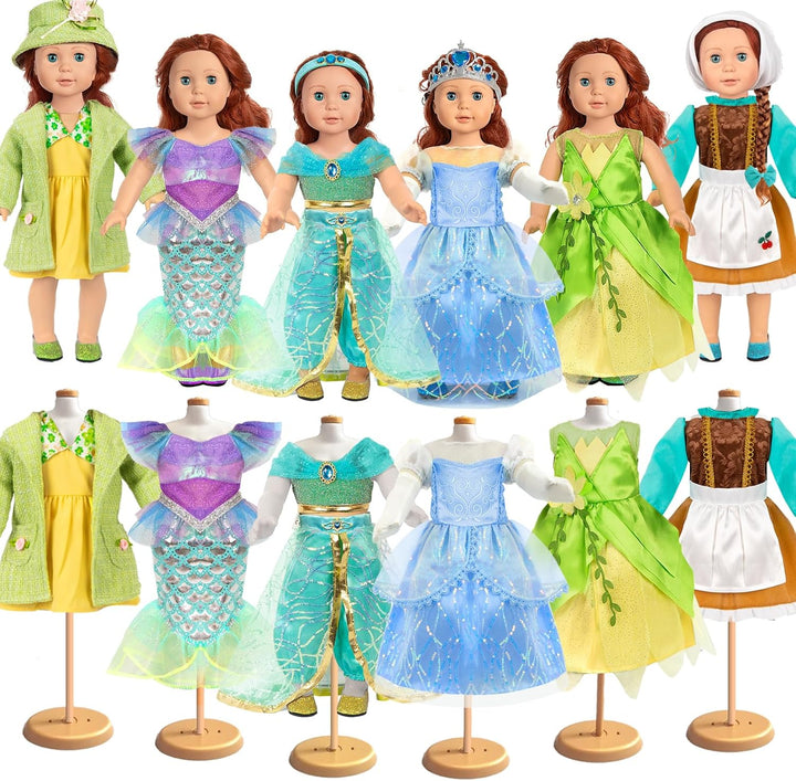 18 Inch Doll Clothes Accessories - 6Pcs Different Princess Costume Dress（No Doll）