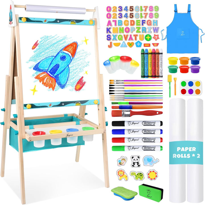 Art Easel for Kids Easel for Toddlers,Adjustable Standing Wooden Toddler Easels Kid Whiteboard & Chalk Board Dry Erase Board,Art Easel for Kids Age 2-4 4-8 9-12 Drawing Easels