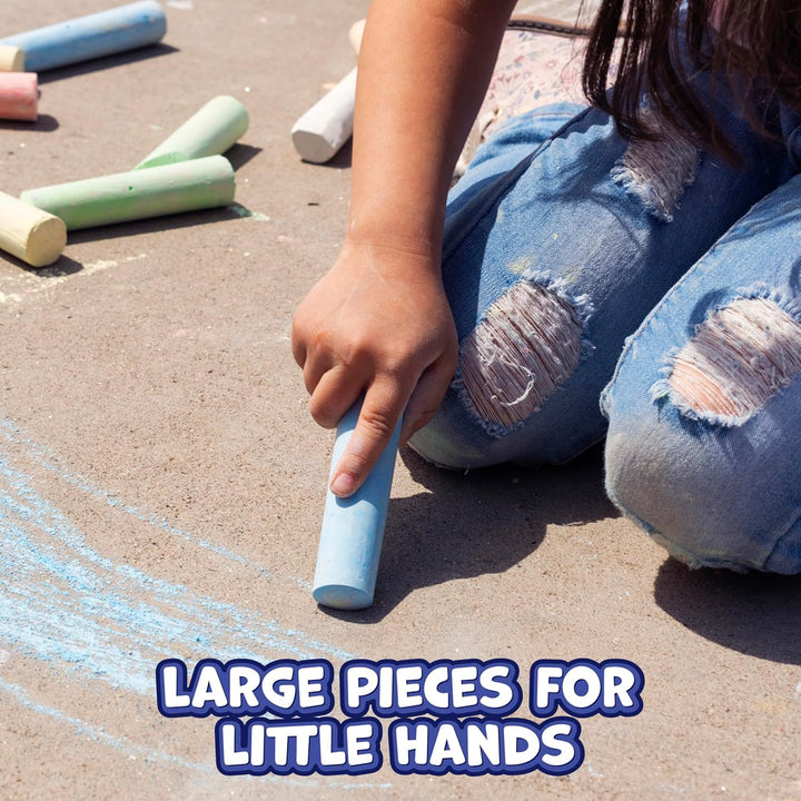 Jumbo Sidewalk Chalk | Set of 20 | 9 Colors | Washable and Non-Toxic | Bulk Set of Chalk for Kids