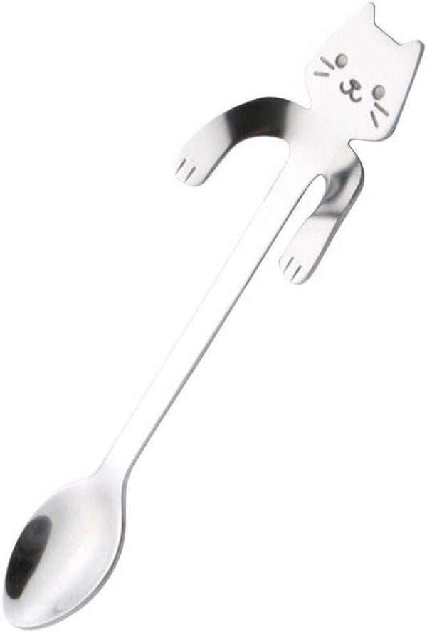 Baby Spoons Stainless Steel Scoop Cat Spoons Hanging Spoon Stainless Steel Spoon Tea Spoon Teaspoons Cartoon Small Spoon Toddler