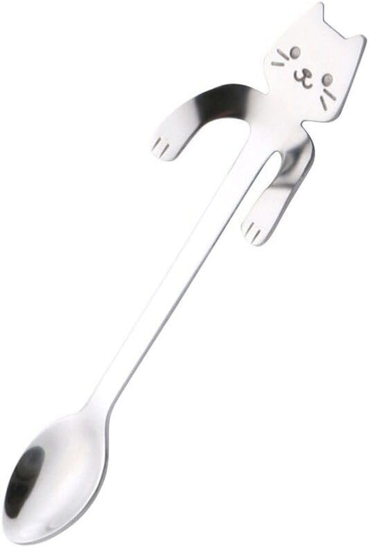 Baby Spoons Stainless Steel Scoop Cat Spoons Hanging Spoon Stainless Steel Spoon Tea Spoon Teaspoons Cartoon Small Spoon Toddler
