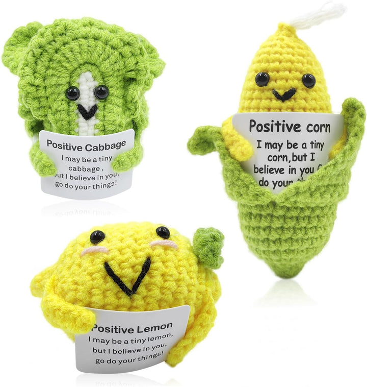 Emotional Encouraging Support Pickle,Funny Encouraging Pickle with Emotional Encouraging Card,Cute Knitted Crochet Dolls Soft Plush for Friend Gifts (Pickle)