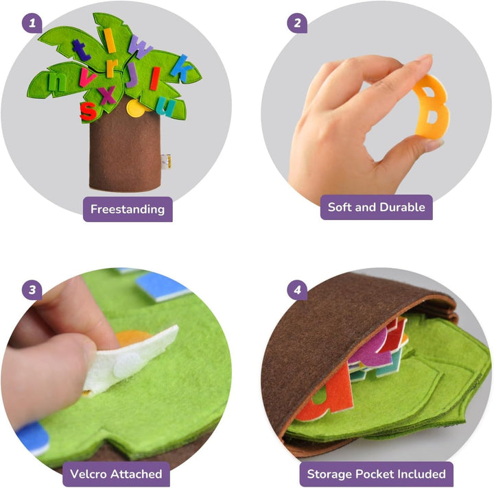 Felt Letter Tree Freestanding Coconut Tree Alphabet Game Set Props from the Childhood Favorite Book for Early Education