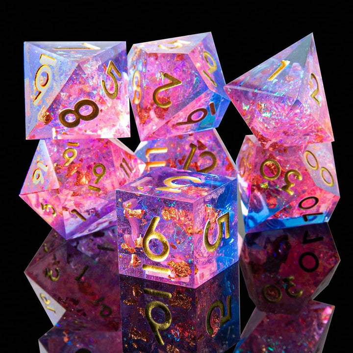 Sharp Edge DND Dice Set Handmade 7 Accessories Dice for Dungeons and Dragons TTRPG Games, Multi-Sided RPG Polyhedral Resin Sharp Edge Dice Roleplaying Games