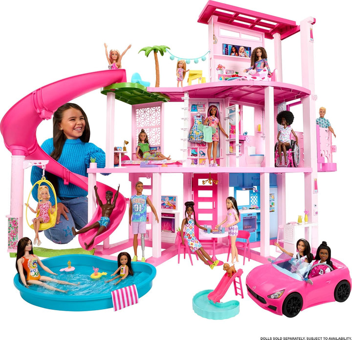 Dreamhouse, Doll House Playset with 75+ Pieces Including Toy Furniture & 3-Story Pool Slide, Pet Elevator & Puppy Play Areas