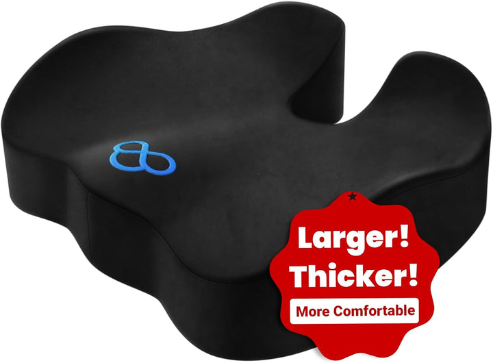 Seat Cushion,Thick Memory Foam Cushions for Office Chair, Car Seat, Airplane, Relieving Pressure Tailbone Sciatica Back Pain for Long Sitting Office Workers, Car Drivers 4.7In Thick Black