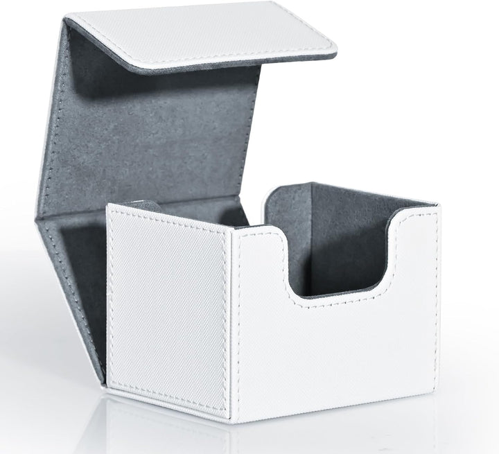 Card Deck Box for Trading Cards, MTG Commander Deck Box Holds 120+ Single Sleeved Cards, Leather Magnetic Card Storage Box Fits for TCG CCG Magic Cards (Black)