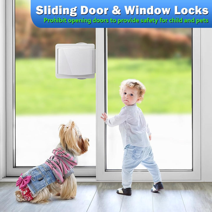 Sliding Door Lock, 2 Pack Child Safety Sliding Glass Door Lock for Sliding Glass Doors, Sliding Windows, Sliding Closet, Etc. Easy to Installation Provides More Security for Your Baby and Pets
