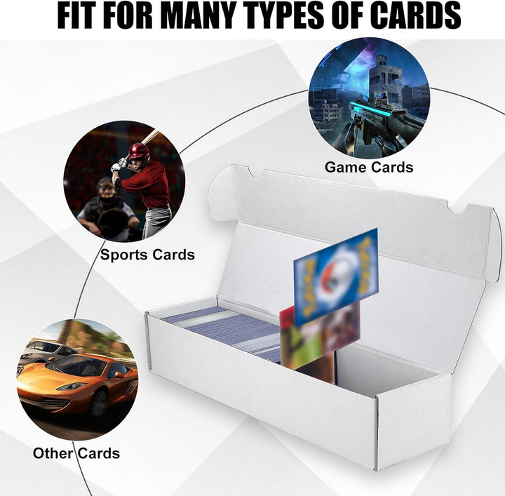 Trading Card Storage Box, 10-Pack 1100 Count White Corrugated Cardboard Bulk Sports Storage Box for Tcg/Magic/Mtg Basketball Cards, Collectible Trading Cards
