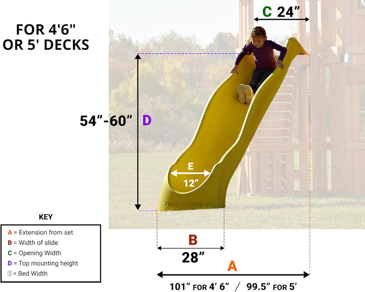 NE 3062 Super Speedwave Slide for 5' Swing Set Decks, Yellow