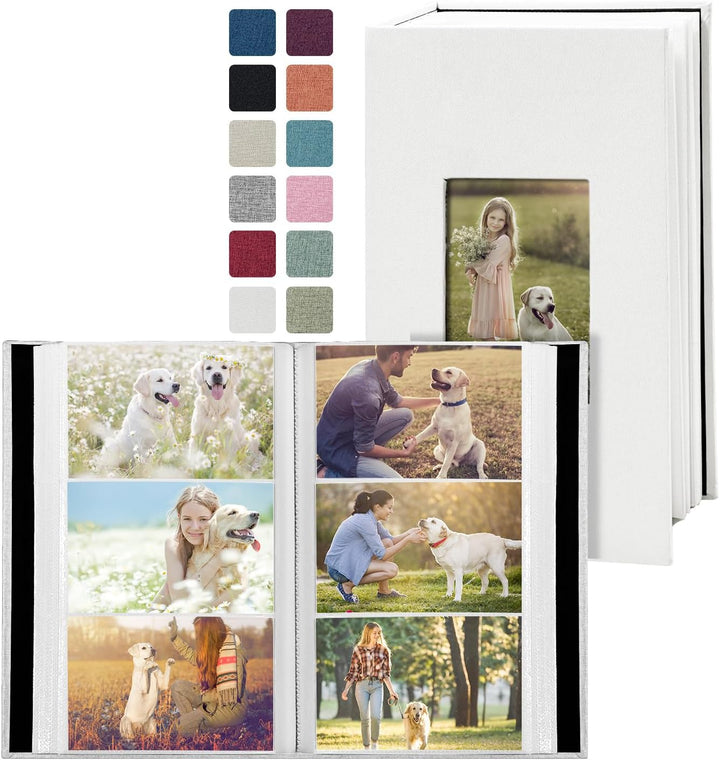 Photo Album 4X6 100 Pockets, Linen Cover Top Loader Vertical, Slip-In Picture Grey Pockets Albums for Wedding, Family, Anniversary, Baby, Vacation