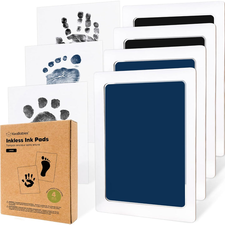 4-Pack Inkless Baby Hand and Footprint Kit - Mess Free Ink Pad for Newborn Keepsake, Dog Nose & Paw Print Kit, Clean Touch Ink Pad for Baby Hand & Footprints, Ideal New Mom Gifts (Jet Black)
