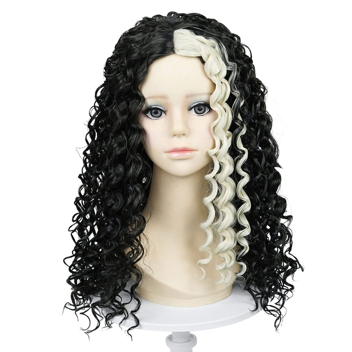 Long Straight Black Kids Wig with Flower Hair Clip, Wigs for Girls Toddler Cosplay 27.6'' Synthetic Hair + Wig Cap for Halloween Party Daily Costumes