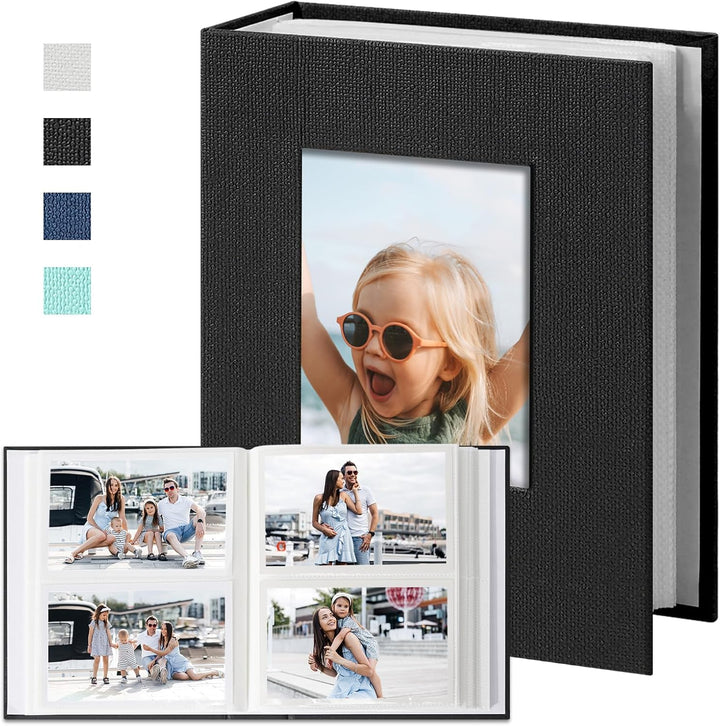 Small Photo Album 4X6 Slip-In Picture Album 50 Pages Holds 100 Photos, Portable Photo Book 4X6 for Wedding Family Baby Travel Blue