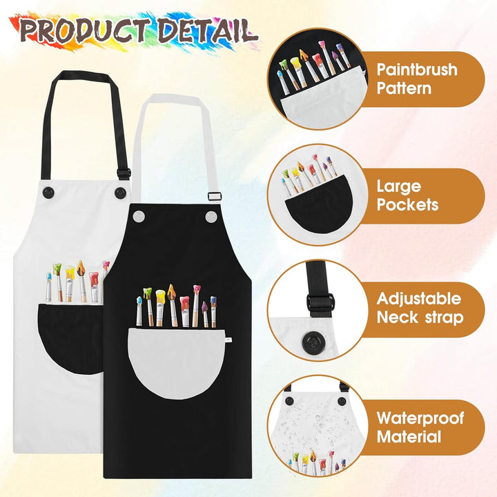 2 Pack Children'S Apron, Adjustable Waterproof Art Apron with Pockets, Girls Boys Bib Aprons for Kids Painting Crafting Cooking Baking Art Gardening(Gray and Black)