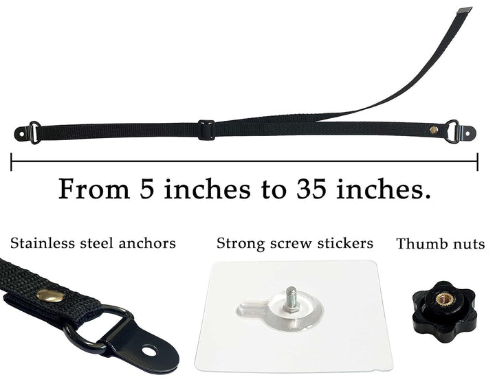 2 Pack Adjustable TV Safety Straps, No-Drill Adhesive Anti-Tip Furniture Anchors for Baby Proofing, Flat Screens Fix to Wall,Cabinet,Stand or Desk, Earthquake Straps