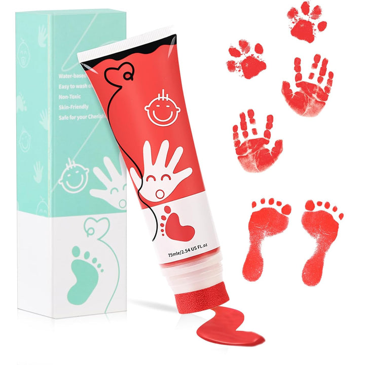 75Ml Black Baby Hand and Footprint Ink Kit, Baby Handprint Footprint Paint for Newborn Keepsake, Dog Cat Paw Print Kit, Washable, Non Toxic Acid-Free, Safe Gentle for Ideal New Mom Gifts