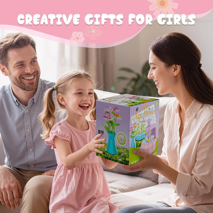 Fabric Bouquet Toys Include Extra Accessories Set, Arts and Crafts for Kids Ages 3-12, DIY Flower Craft Kits for Toddler, Birthday Gifts for 3 4 5 6 7 8 9 10+ Year Old Girls