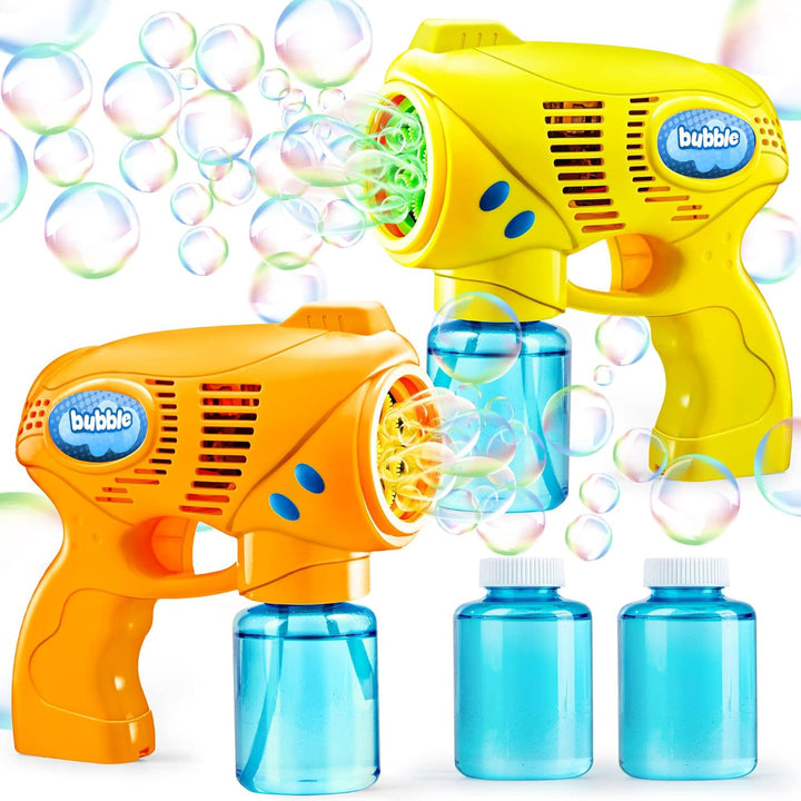 2 Kids Bubble Gun with 2 Bottles Refill Solution, Bubble Machine Gun for Toddlers 1-3 Kids 4-8, Party Favors, Summer Toy, Outdoors, Easter, Birthday Gift