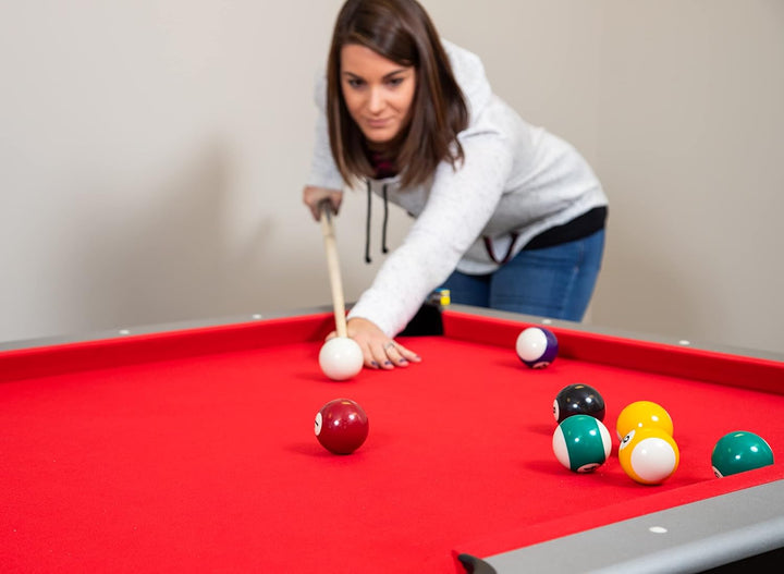 Maverick 7-Foot Pool and Table Tennis Multi Game with Red Felt and Blue Table Tennis Surface. Includes Cues, Paddles and Balls