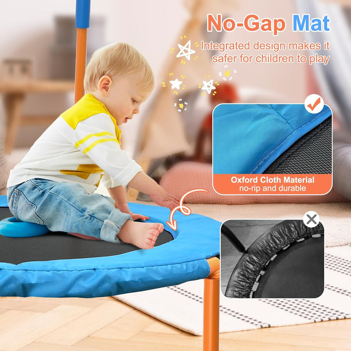 36Inch Mini Toddler Trampoline for Kids Ages 2-6 Indoor Outdoor Folding Small Rebounder Trampoline with Foam Handle Safety Padded Cover Fun for Kids