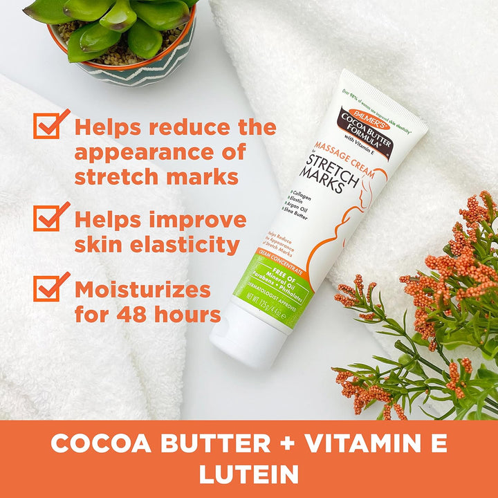 Cocoa Butter Formula Massage Cream for Stretch Marks and Pregnancy Skin Care, 4.4 Ounces (Pack of 2)