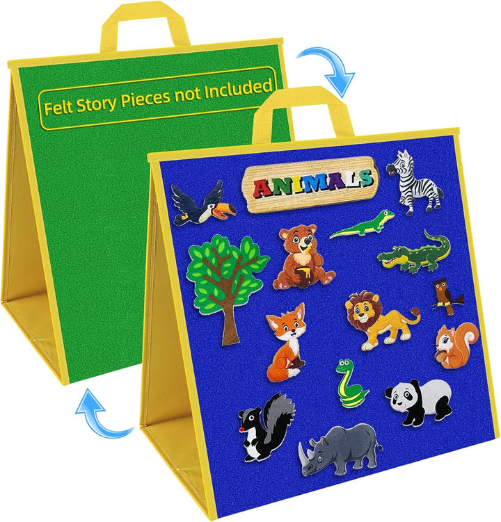 Foldable Felt Board - Double-Sided Flannel Story Board for Preschool Learning, Interactive Storytelling & Play | 13" X 12" Portable Felt Play Board for Home & Classroom Use