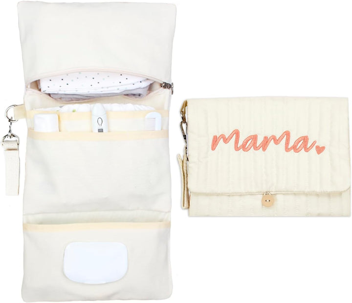 Baby Bag Organizer, Waterproof Mini Diaper, Foldable Mom Travel Set, Diaper Bag Organizer, with Gift for Baby Shower (Flower)